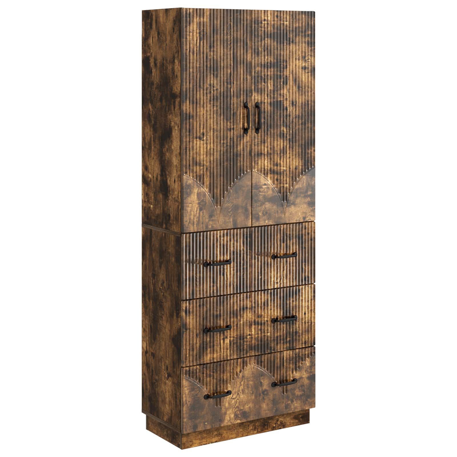 Kastenset 2 pcs Gerookt eiken 66 x 34,5 x 87 cm Bewerkt hout