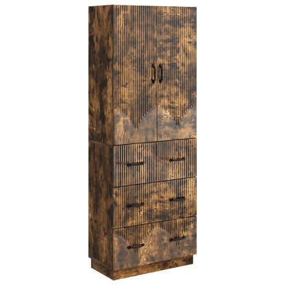 Kastenset 2 pcs Gerookt eiken 66 x 34,5 x 87 cm Bewerkt hout
