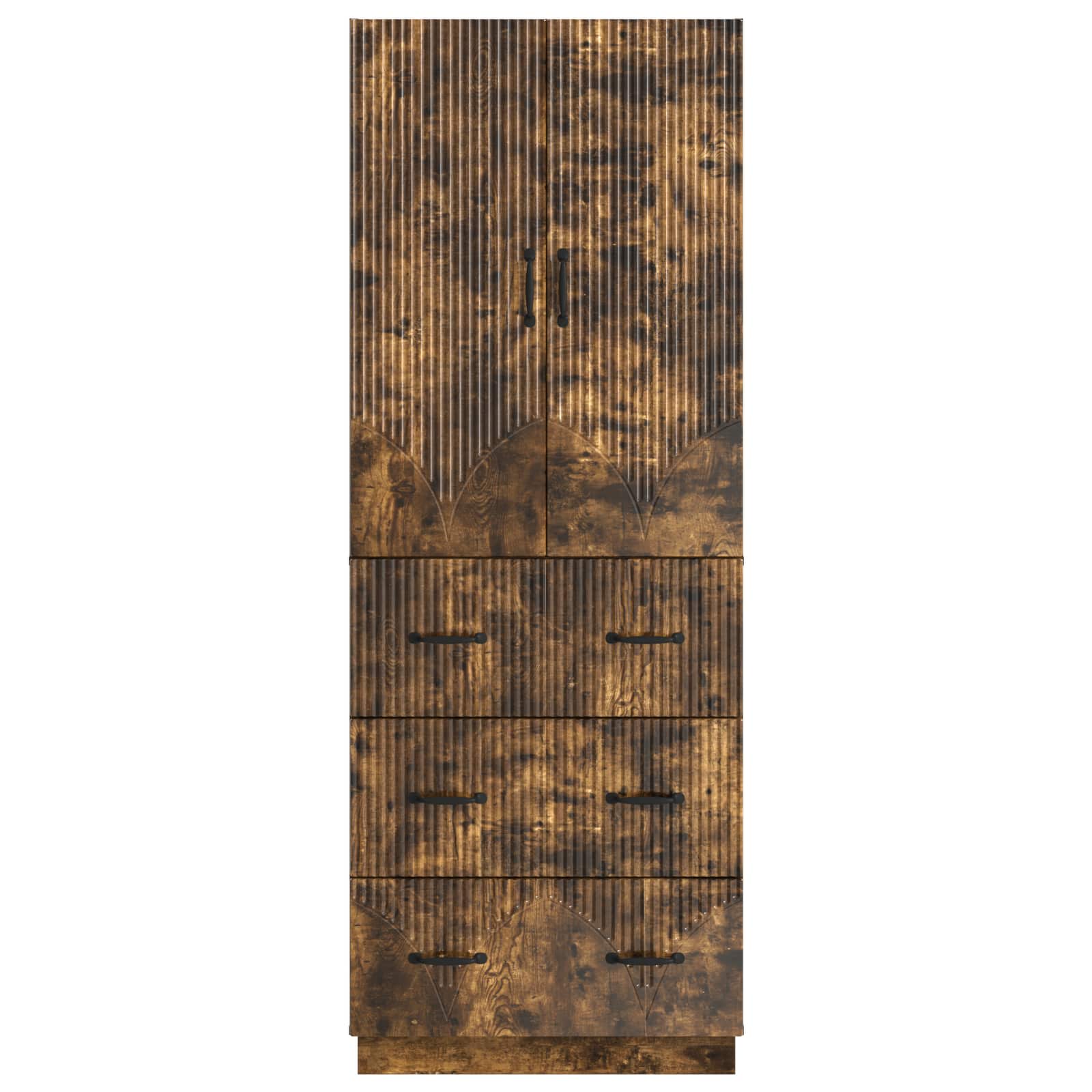 Kastenset 2 pcs Gerookt eiken 66 x 34,5 x 87 cm Bewerkt hout