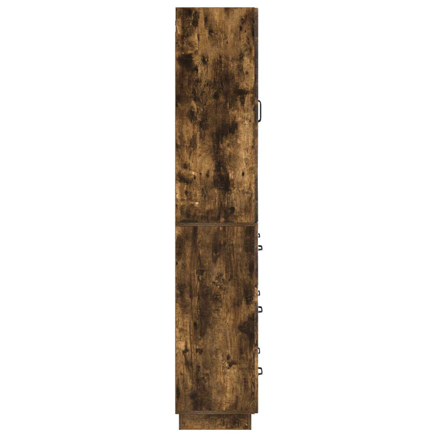Kastenset 2 pcs Gerookt eiken 66 x 34,5 x 87 cm Bewerkt hout