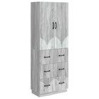 Kastenset 2 stuks grijs bewerkt hout 66x34.5x87 cm
