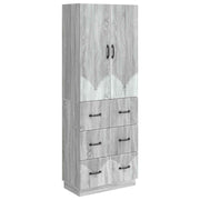 Kastenset 2 stuks grijs bewerkt hout 66x34.5x87 cm