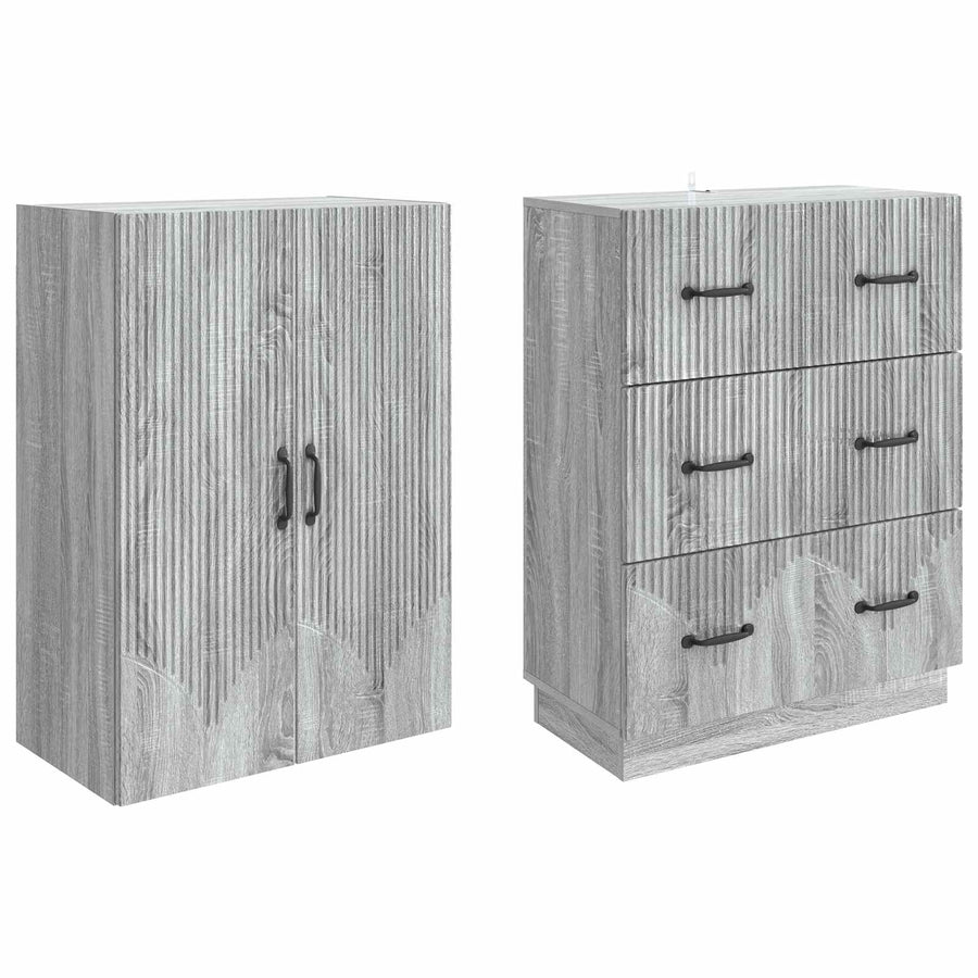 Kastenset 2 pcs Grijs Sonoma 66 x 34,5 x 87 cm Bewerkt hout