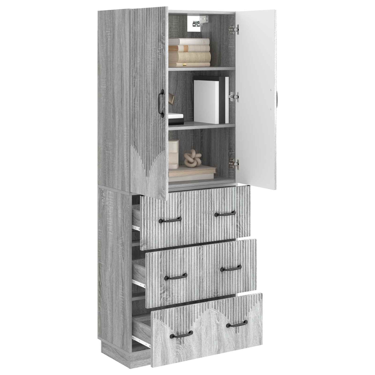 Kastenset 2 pcs Grijs Sonoma 66 x 34,5 x 87 cm Bewerkt hout