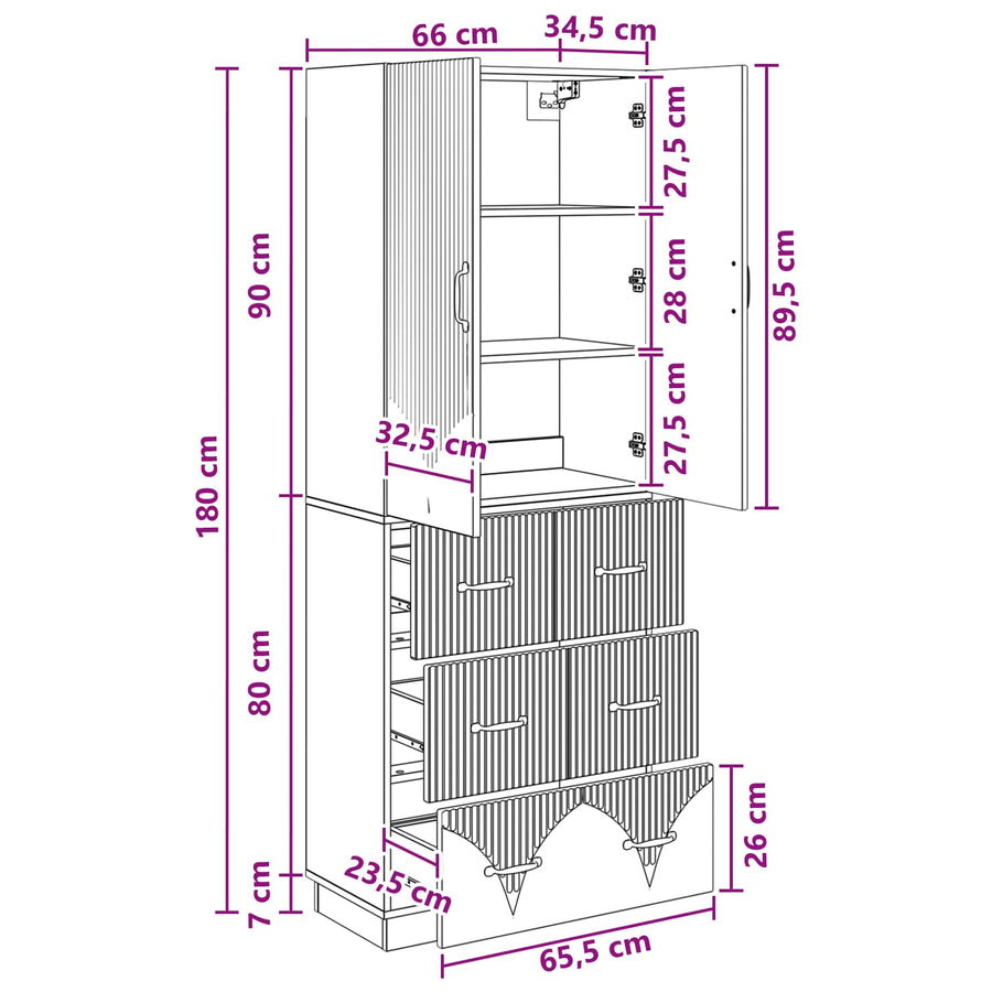 Kastenset 2 pcs Grijs Sonoma 66 x 34,5 x 87 cm Bewerkt hout