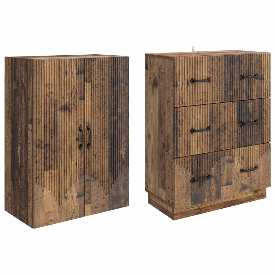 Kastenset 2 pcs Oud hout 66 x 34,5 x 87 cm Bewerkt hout