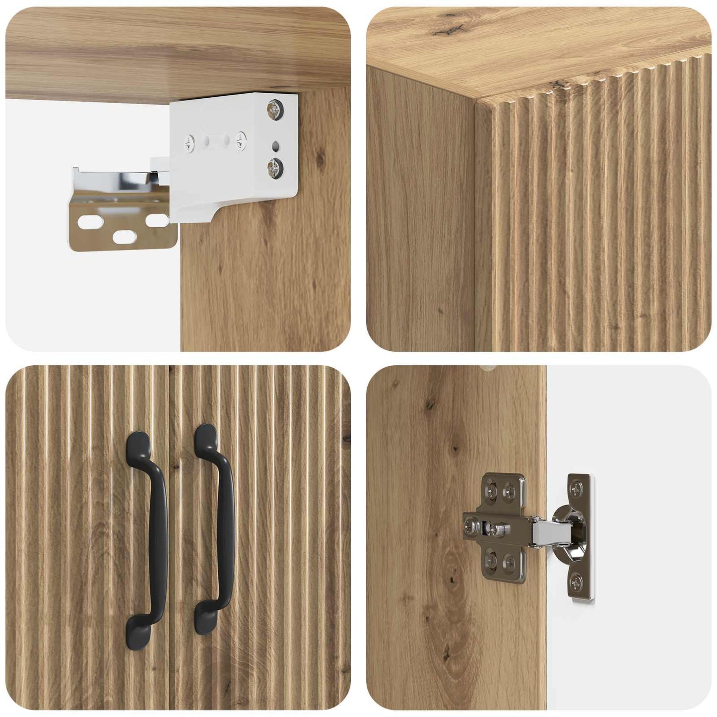 Kastenset 2 pcs Artisanaal eiken 66 x 34,5 x 87 cm Bewerkt hout