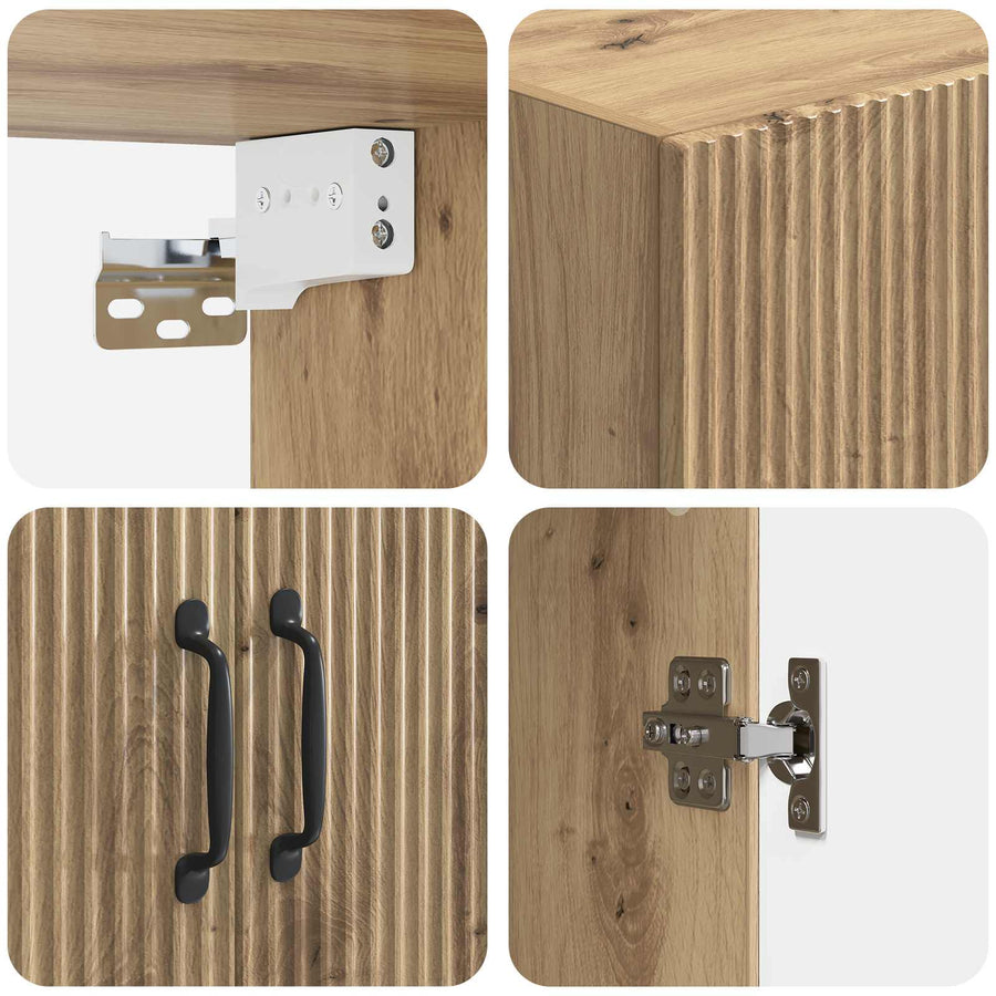 Kastenset 2 pcs Artisanaal eiken 66 x 34,5 x 87 cm Bewerkt hout