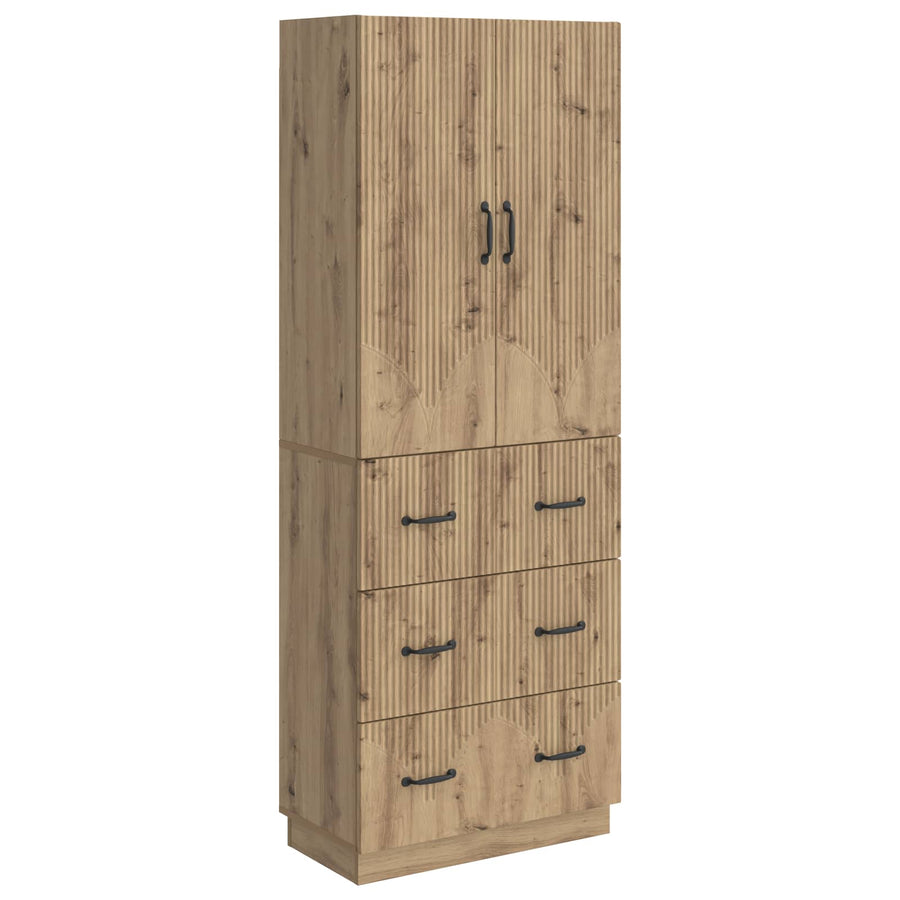 Kastenset 2 pcs Artisanaal eiken 66 x 34,5 x 87 cm Bewerkt hout