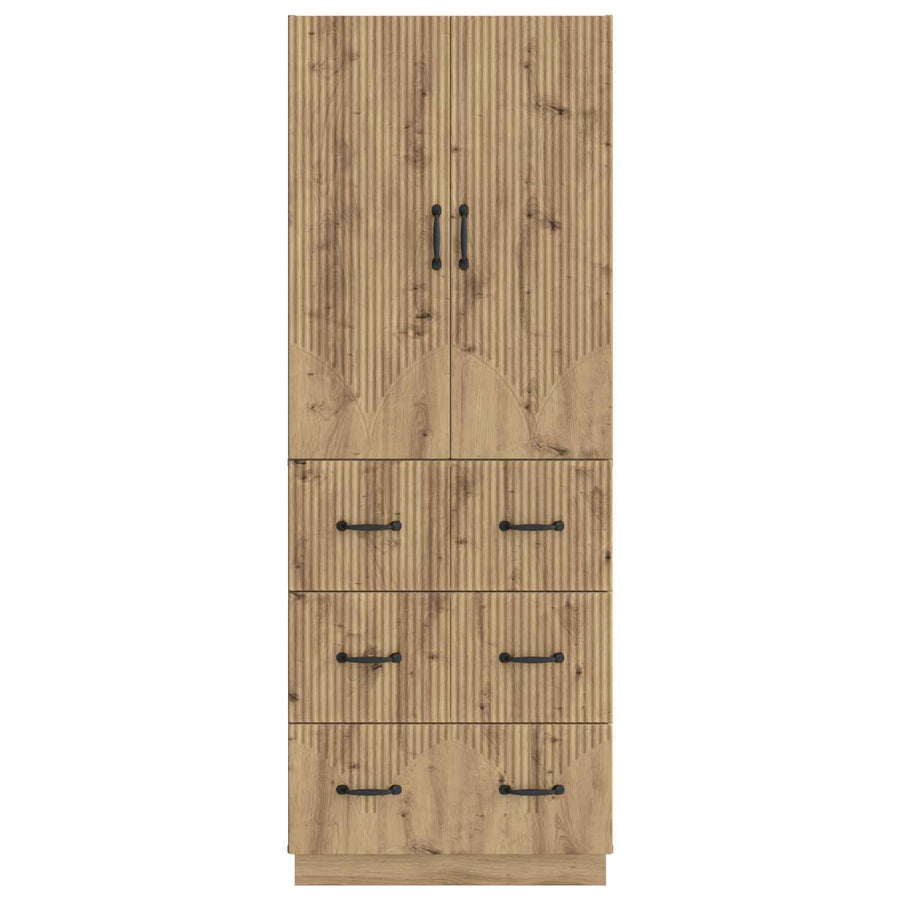 Kastenset 2 pcs Artisanaal eiken 66 x 34,5 x 87 cm Bewerkt hout