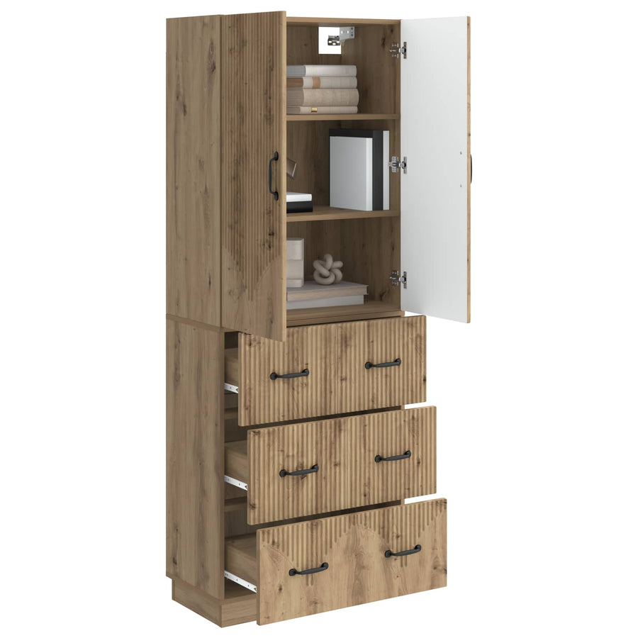 Kastenset 2 pcs Artisanaal eiken 66 x 34,5 x 87 cm Bewerkt hout