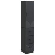Opbergkastenset 2 stuks zwart 33x34,5x87 cm bewerkt hout