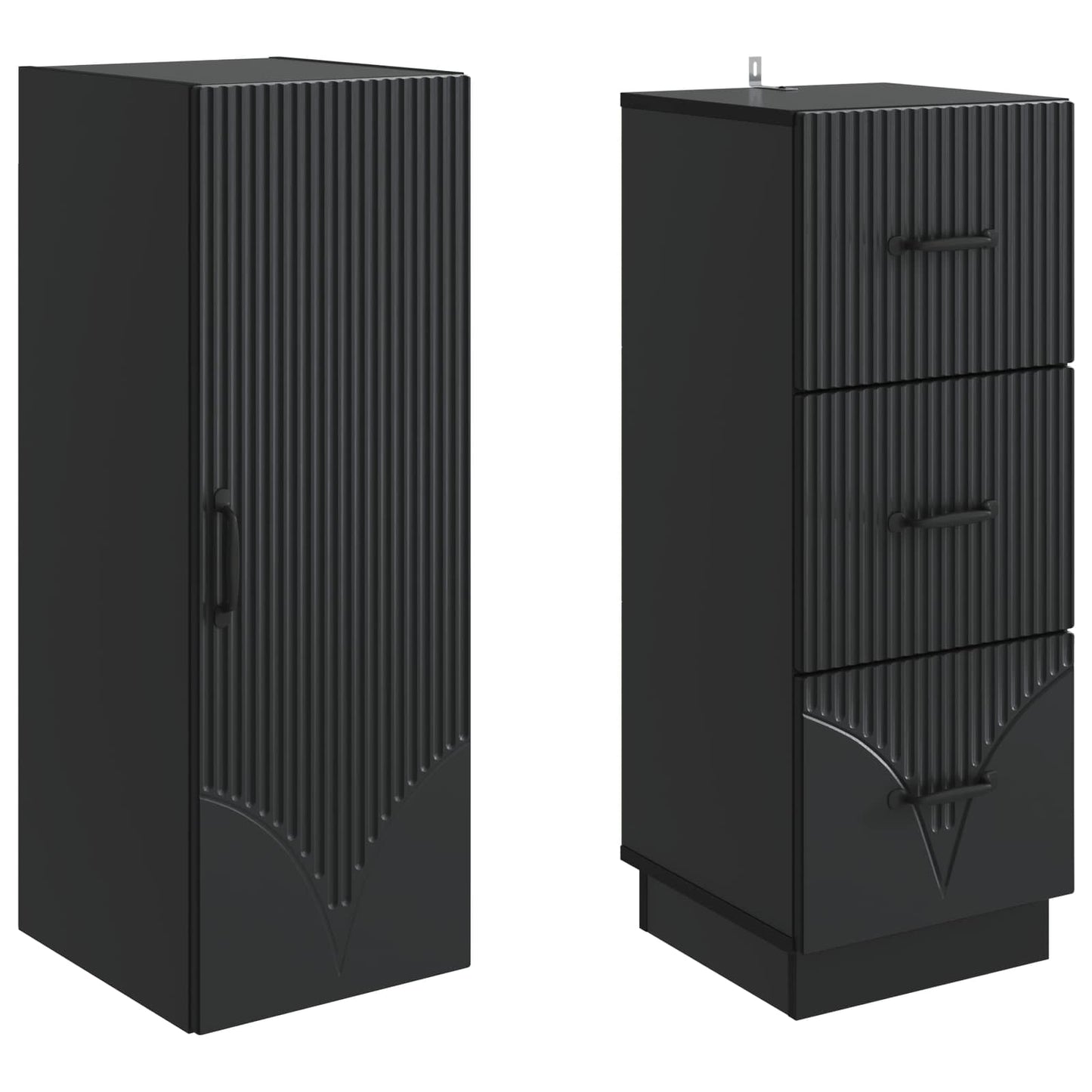Kastenset 2 pcs Zwart 33 x 34,5 x 87 cm Bewerkt hout