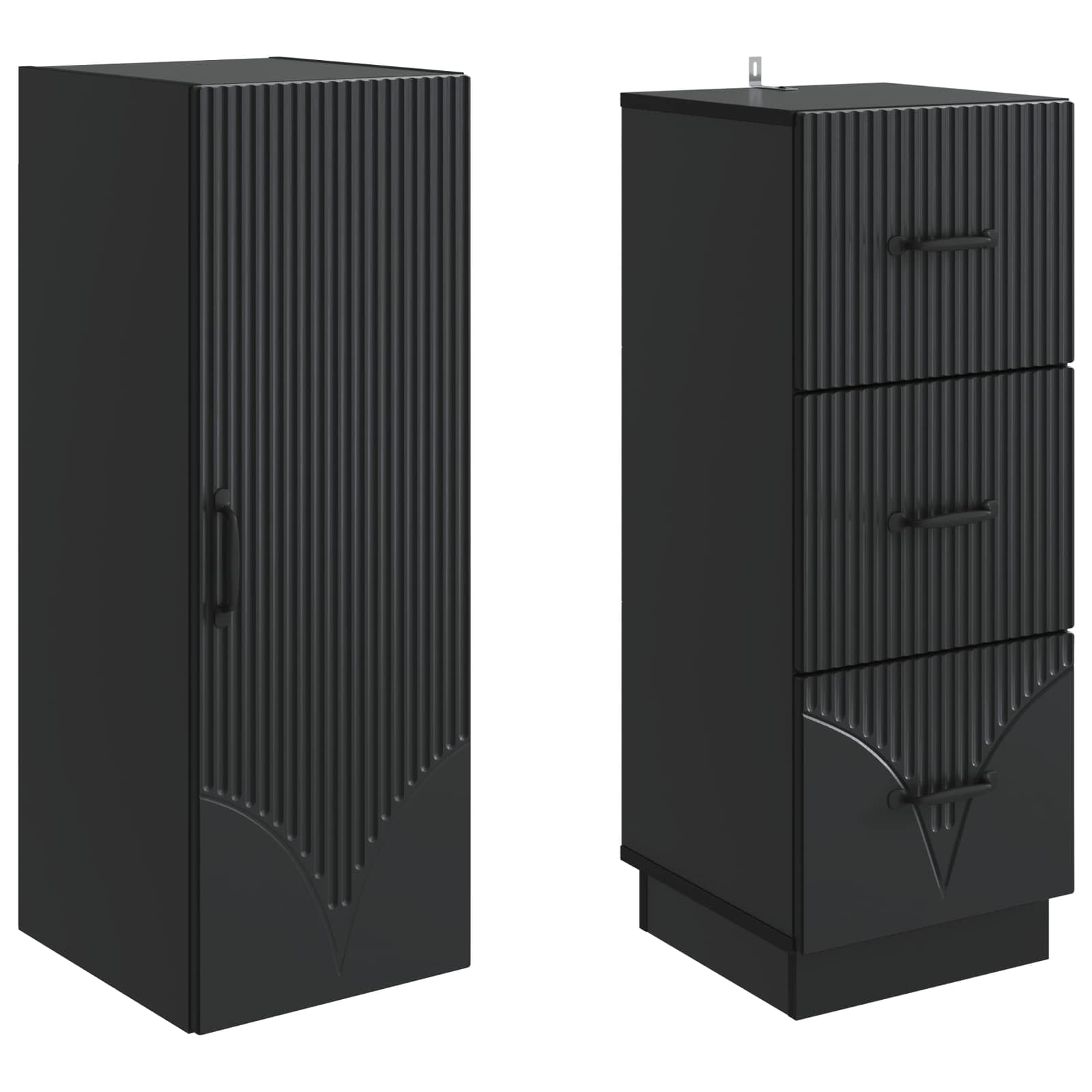 Kastenset 2 pcs Zwart 33 x 34,5 x 87 cm Bewerkt hout