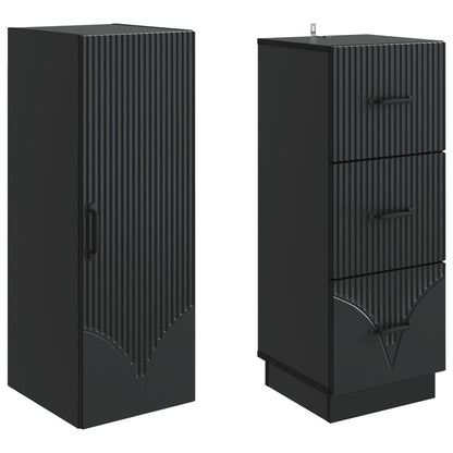 Kastenset 2 pcs Zwart 33 x 34,5 x 87 cm Bewerkt hout