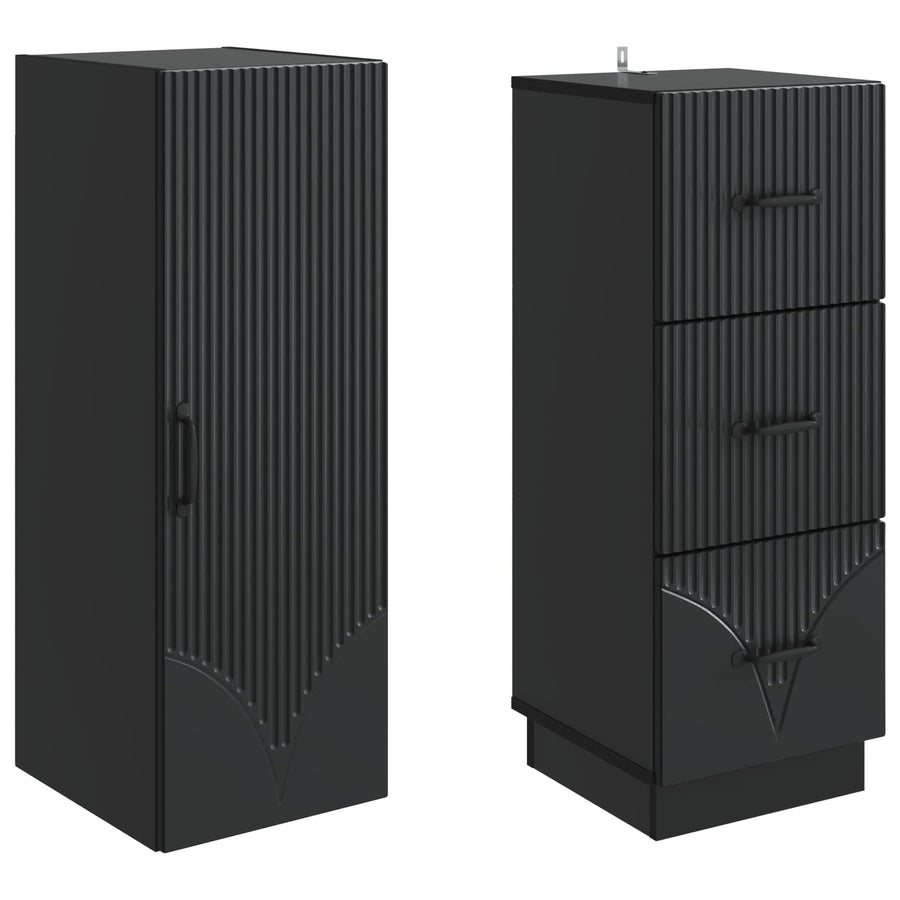 Kastenset 2 pcs Zwart 33 x 34,5 x 87 cm Bewerkt hout