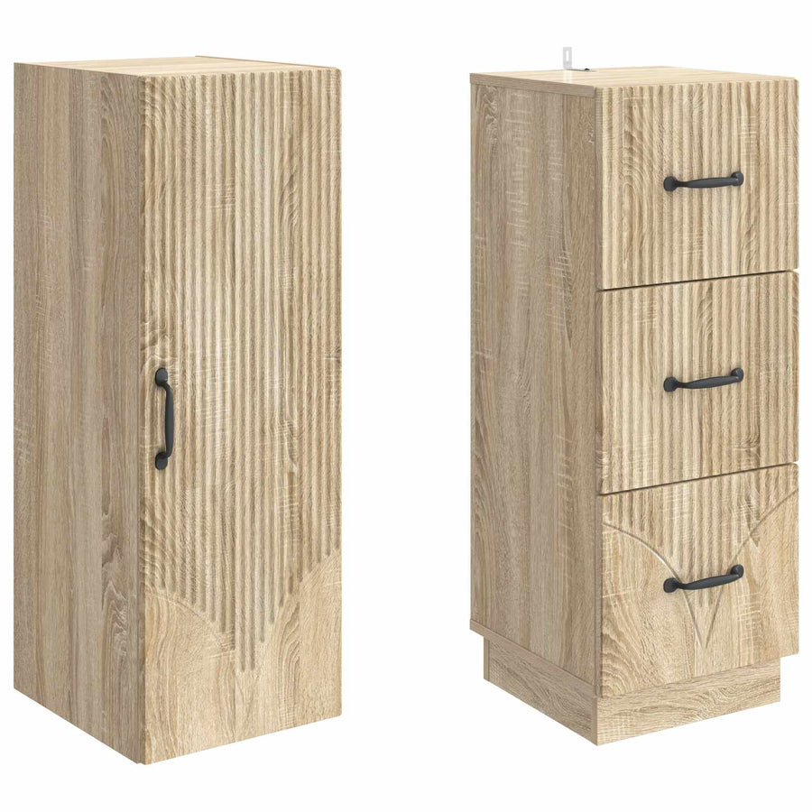 Kastenset 2 pcs Sonoma Eiken 33 x 34,5 x 87 cm Bewerkt hout