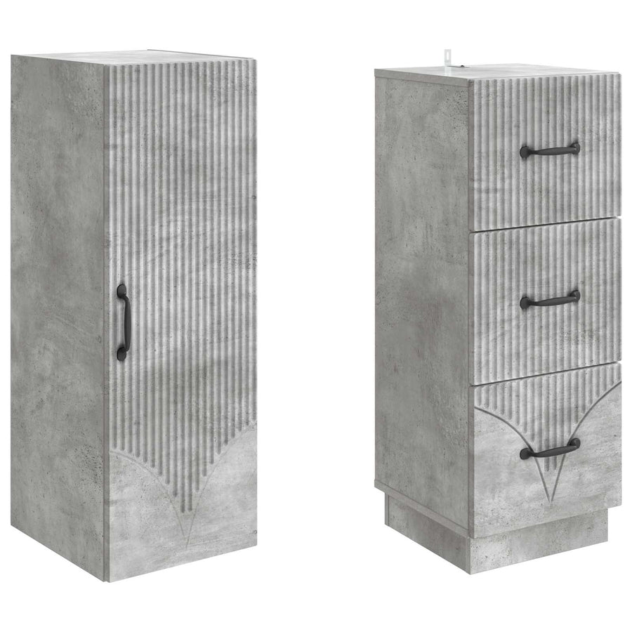 Kastenset 2 pcs Betongrijs 33 x 34,5 x 87 cm Bewerkt hout