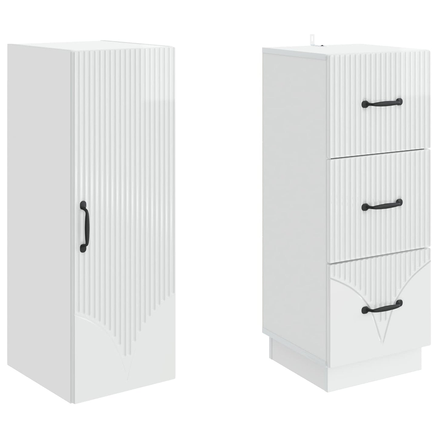 Kastenset 2 pcs Hoogglans Wit 33 x 34,5 x 87 cm Bewerkt hout