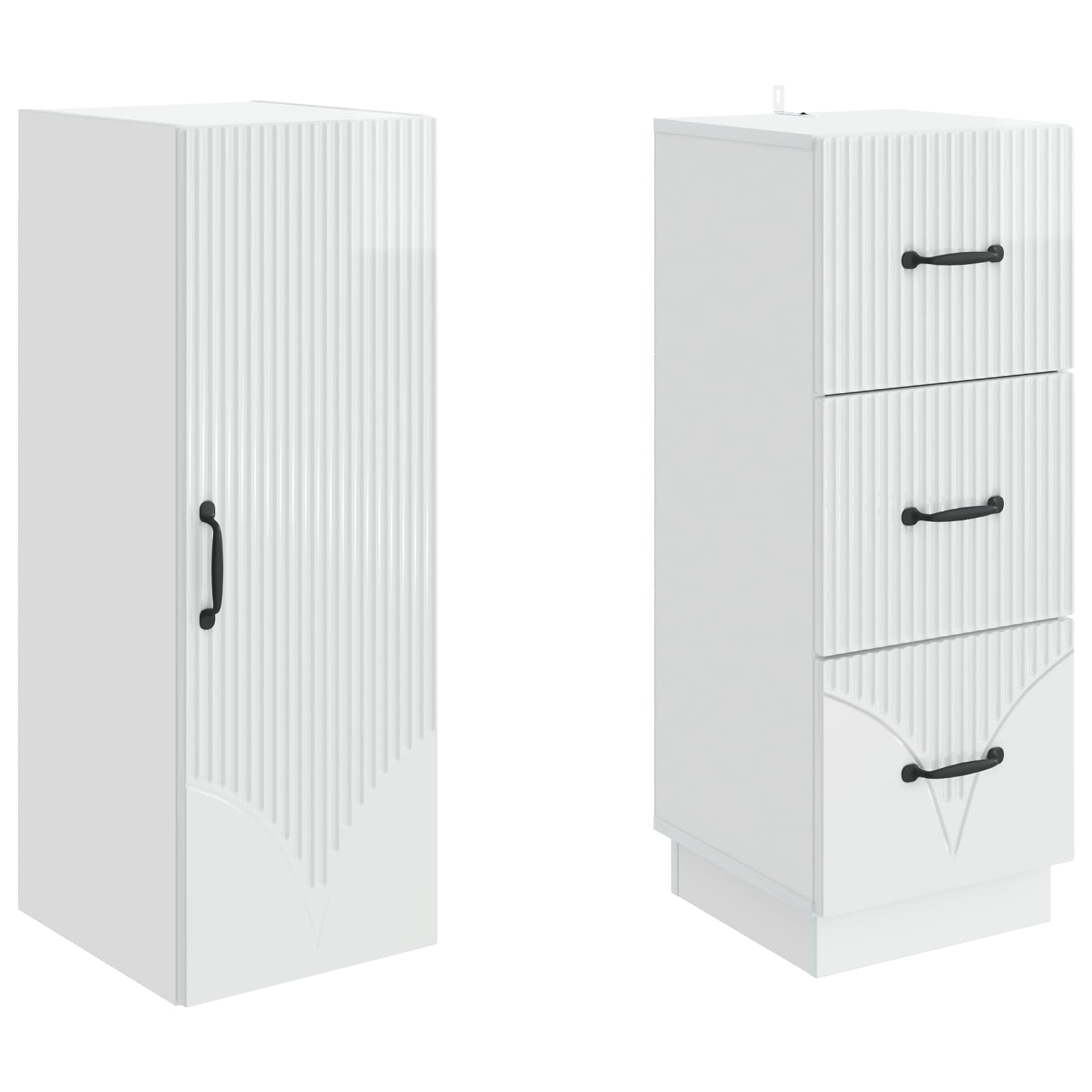 Kastenset 2 pcs Hoogglans Wit 33 x 34,5 x 87 cm Bewerkt hout