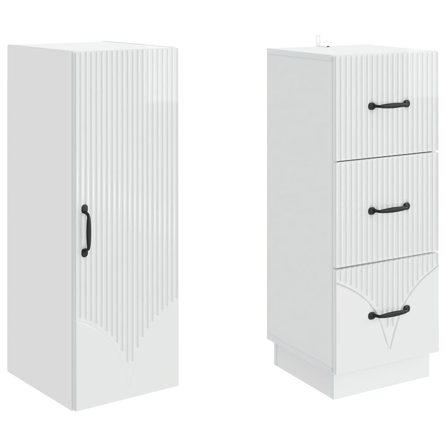 Kastenset 2 pcs Hoogglans Wit 33 x 34,5 x 87 cm Bewerkt hout