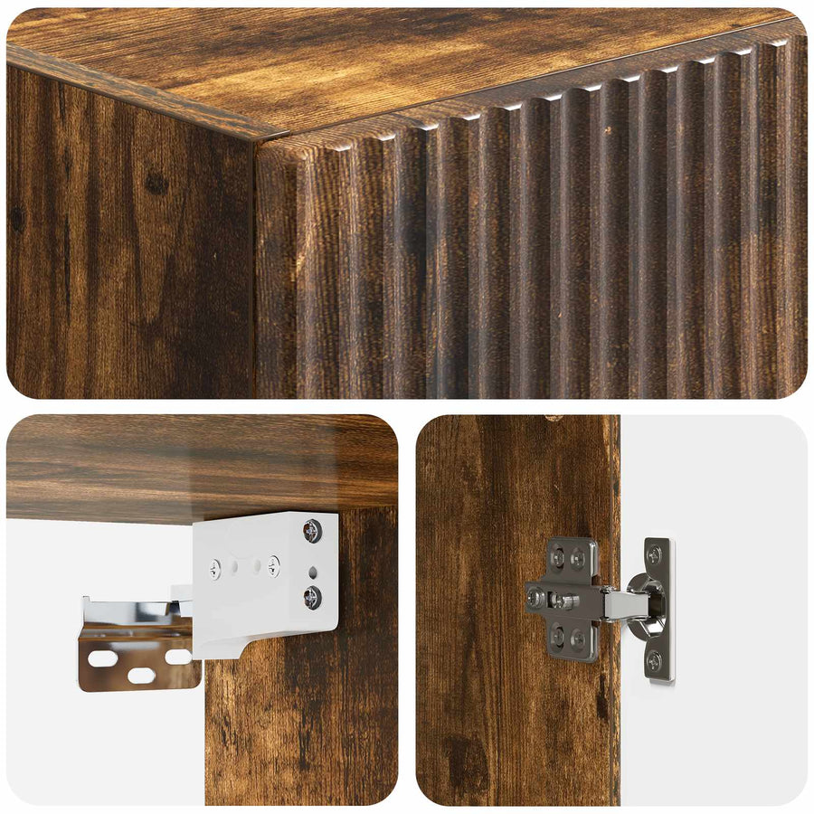 Kastenset 2 pcs Gerookt eiken 33 x 34,5 x 87 cm Bewerkt hout