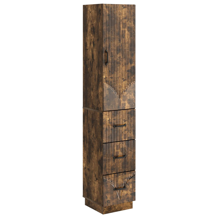Kastenset 2 pcs Gerookt eiken 33 x 34,5 x 87 cm Bewerkt hout