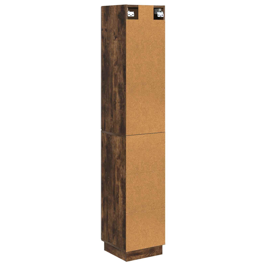 Kastenset 2 pcs Gerookt eiken 33 x 34,5 x 87 cm Bewerkt hout
