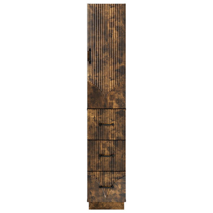 Kastenset 2 pcs Gerookt eiken 33 x 34,5 x 87 cm Bewerkt hout