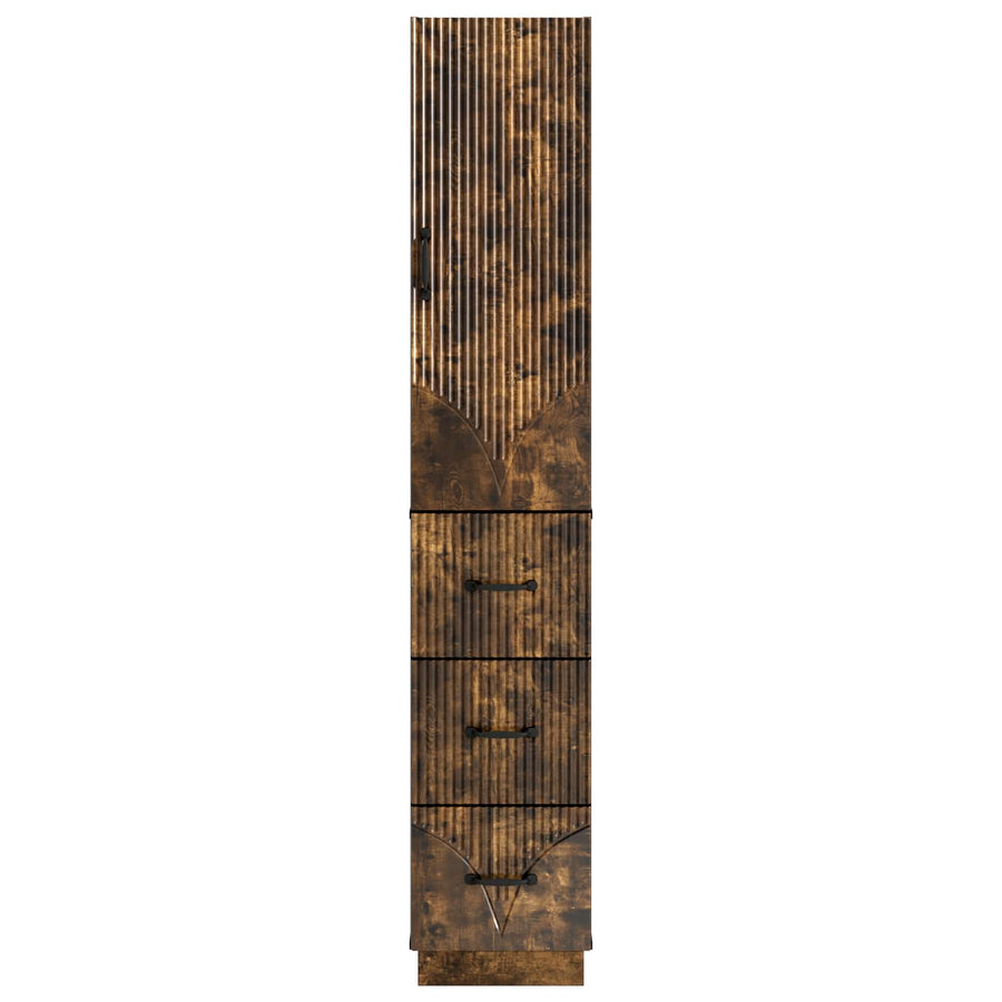 Kastenset 2 pcs Gerookt eiken 33 x 34,5 x 87 cm Bewerkt hout