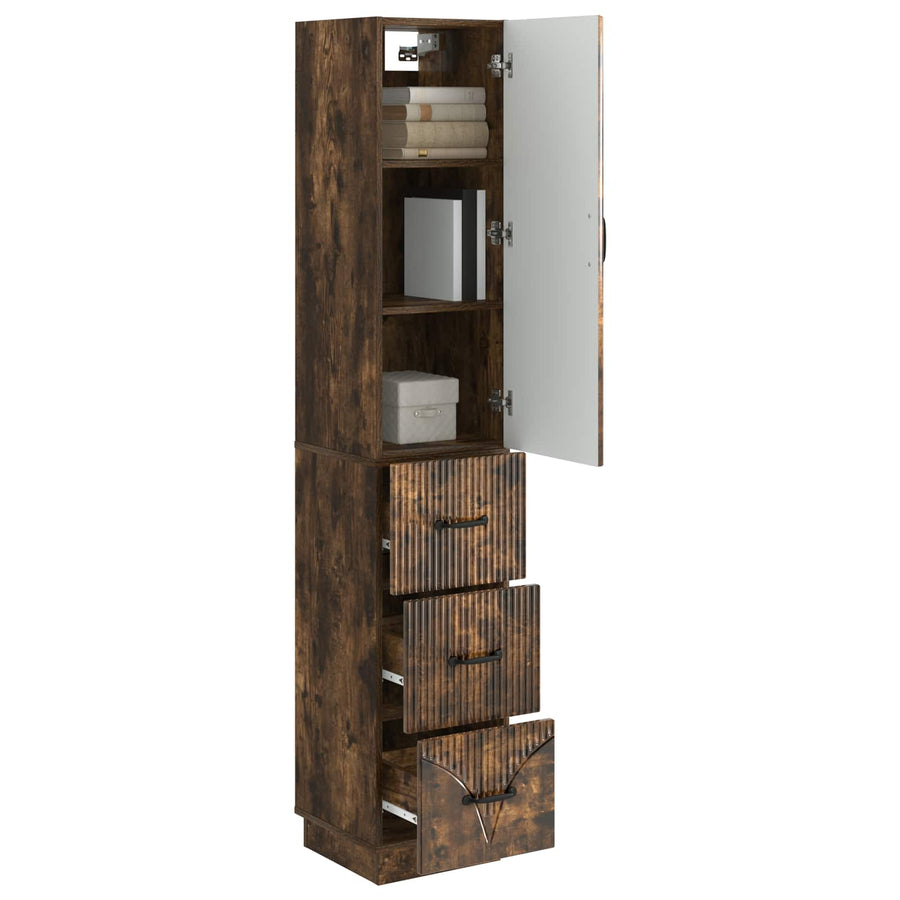 Kastenset 2 pcs Gerookt eiken 33 x 34,5 x 87 cm Bewerkt hout