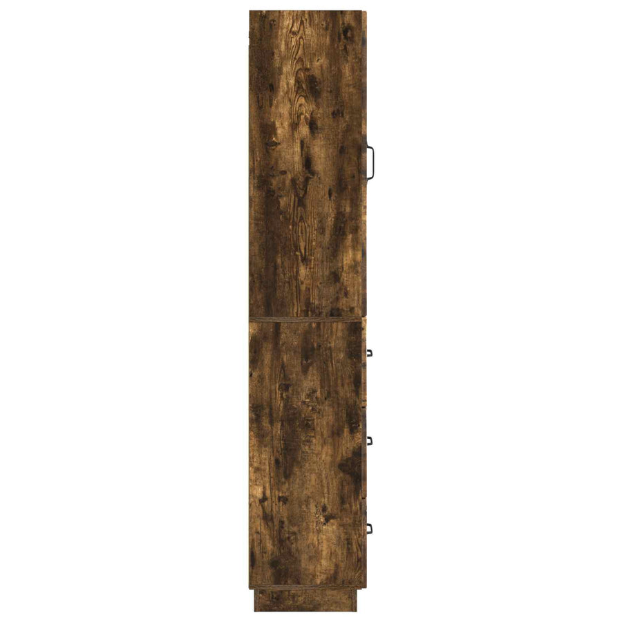 Kastenset 2 pcs Gerookt eiken 33 x 34,5 x 87 cm Bewerkt hout