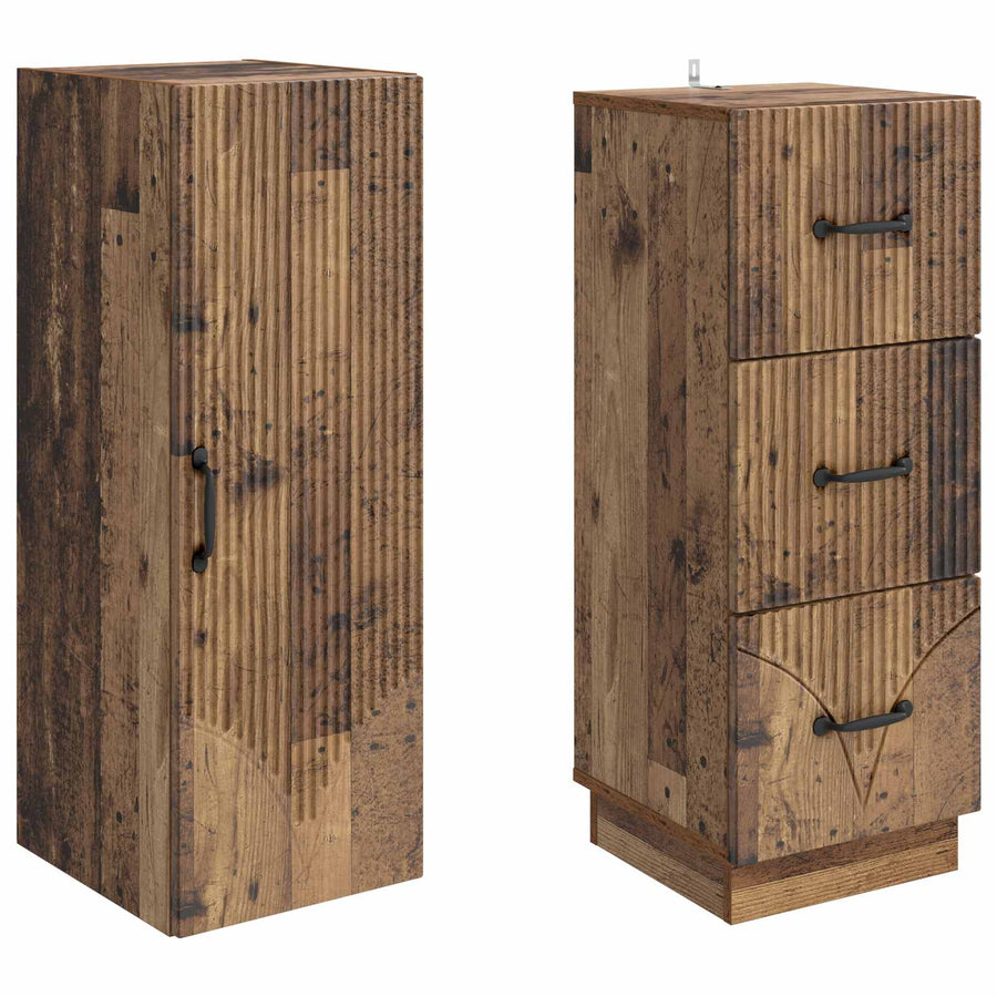 Kastenset 2 pcs Oud hout 33 x 34,5 x 87 cm Bewerkt hout