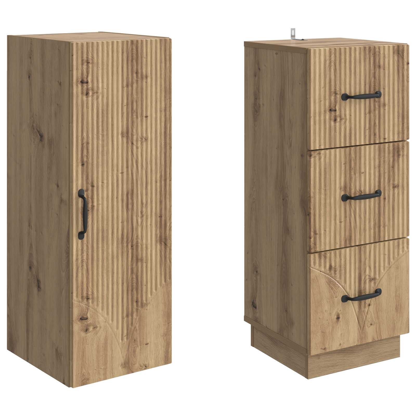 Kastenset 2 pcs Artisanaal eiken 33 x 34,5 x 87 cm Bewerkt hout