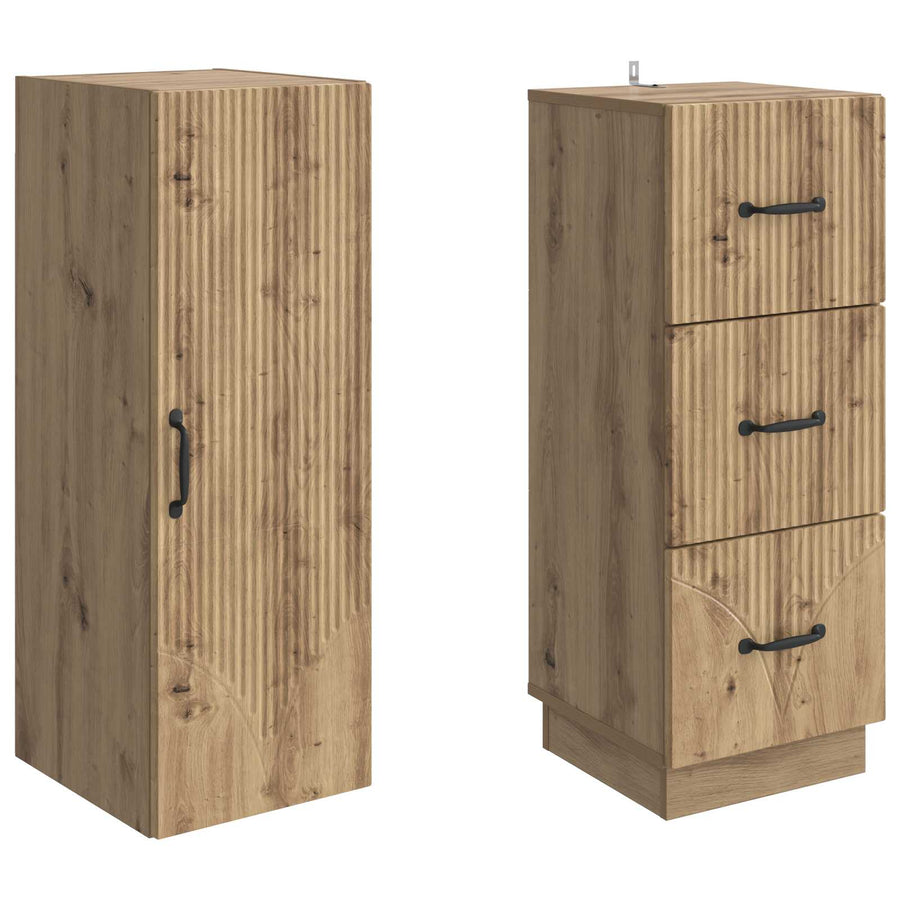 Kastenset 2 pcs Artisanaal eiken 33 x 34,5 x 87 cm Bewerkt hout