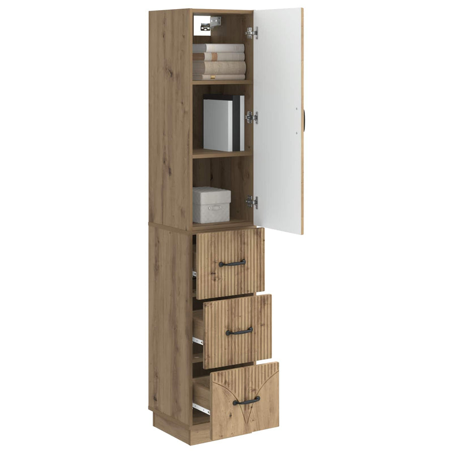 Kastenset 2 pcs Artisanaal eiken 33 x 34,5 x 87 cm Bewerkt hout