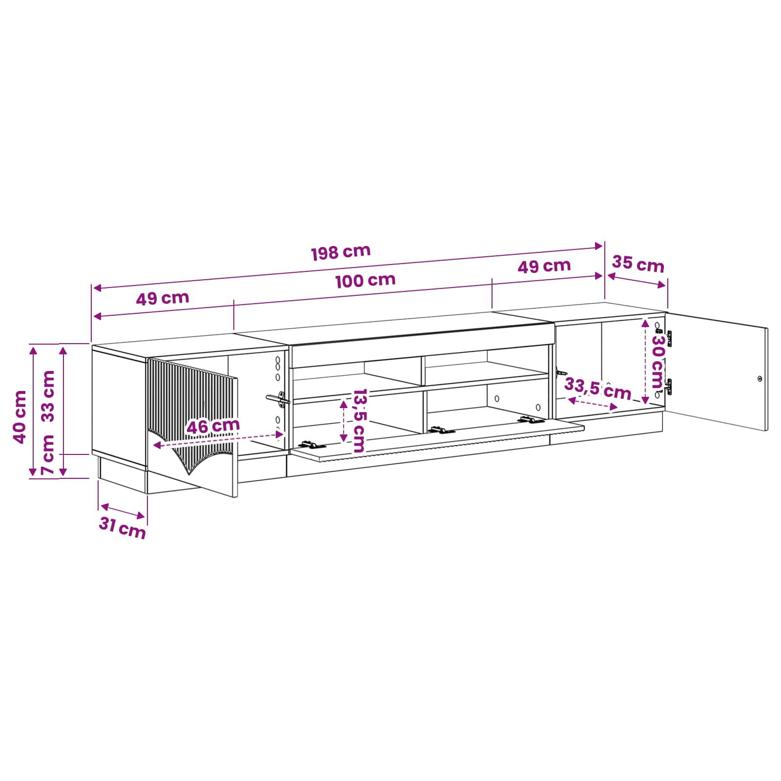 5-delige LED TV-kast Betongrijs Bewerkt hout