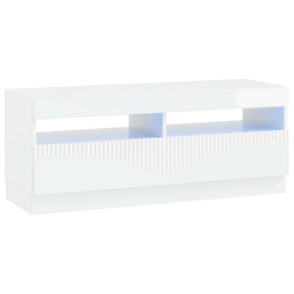 5-delige LED TV-kast Hoogglans Wit Bewerkt hout