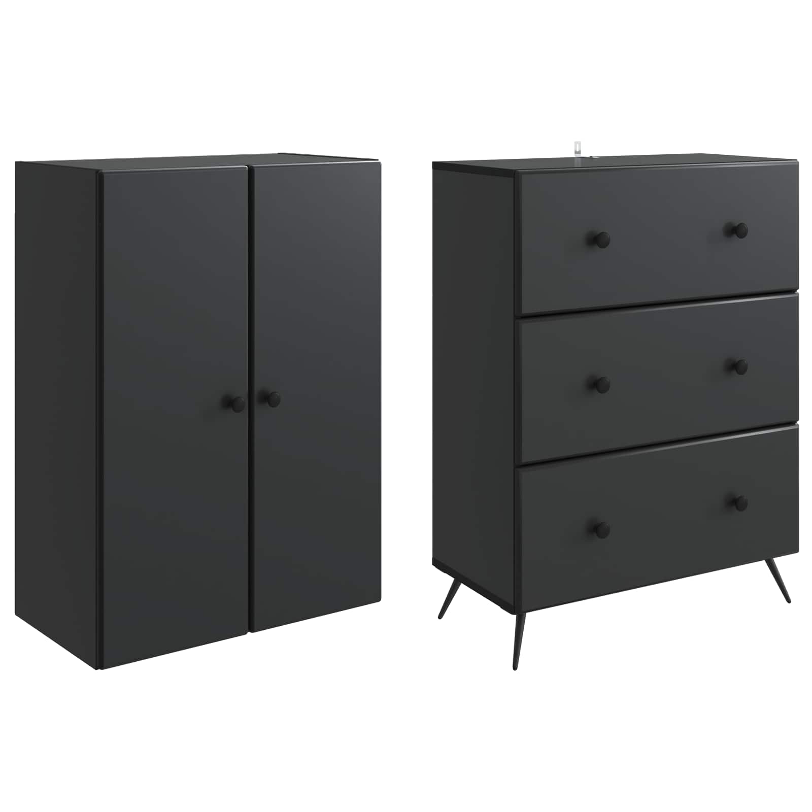 Kastenset 2 pcs Zwart 66 x 34,5 x 90 cm Bewerkt hout