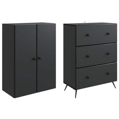 Kastenset 2 pcs Zwart 66 x 34,5 x 90 cm Bewerkt hout