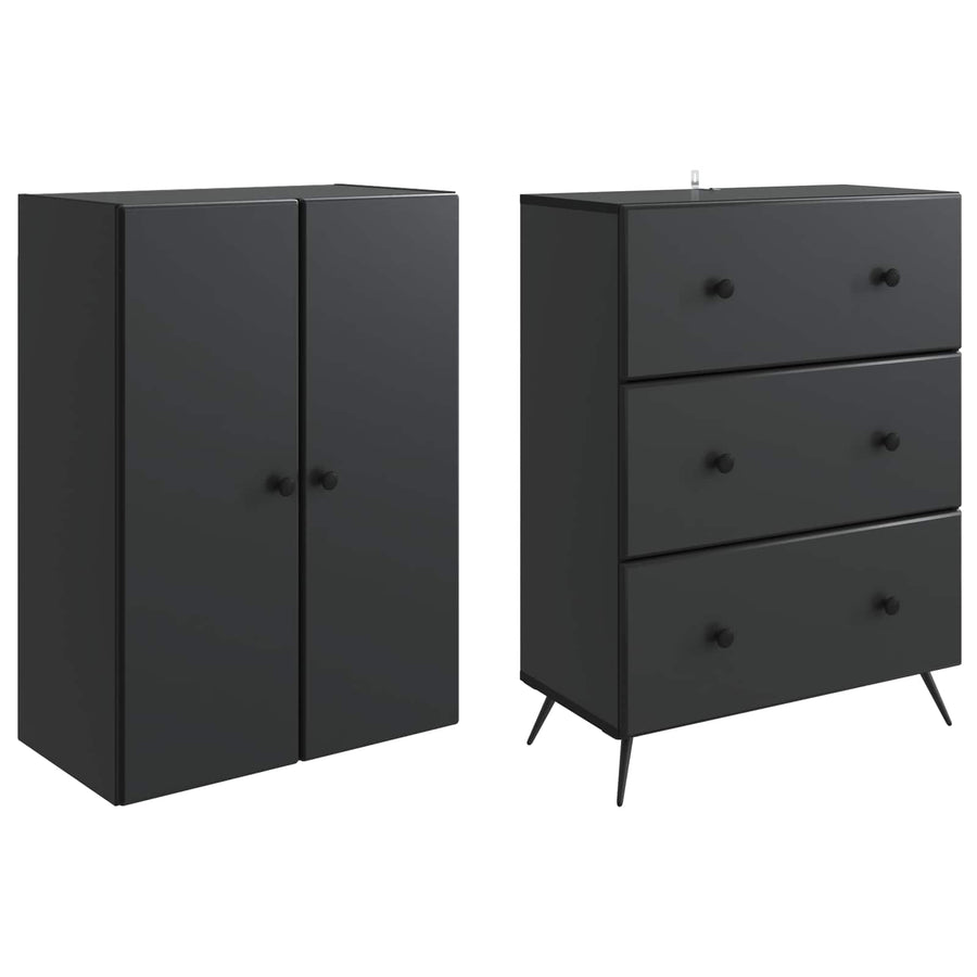 Kastenset 2 pcs Zwart 66 x 34,5 x 90 cm Bewerkt hout