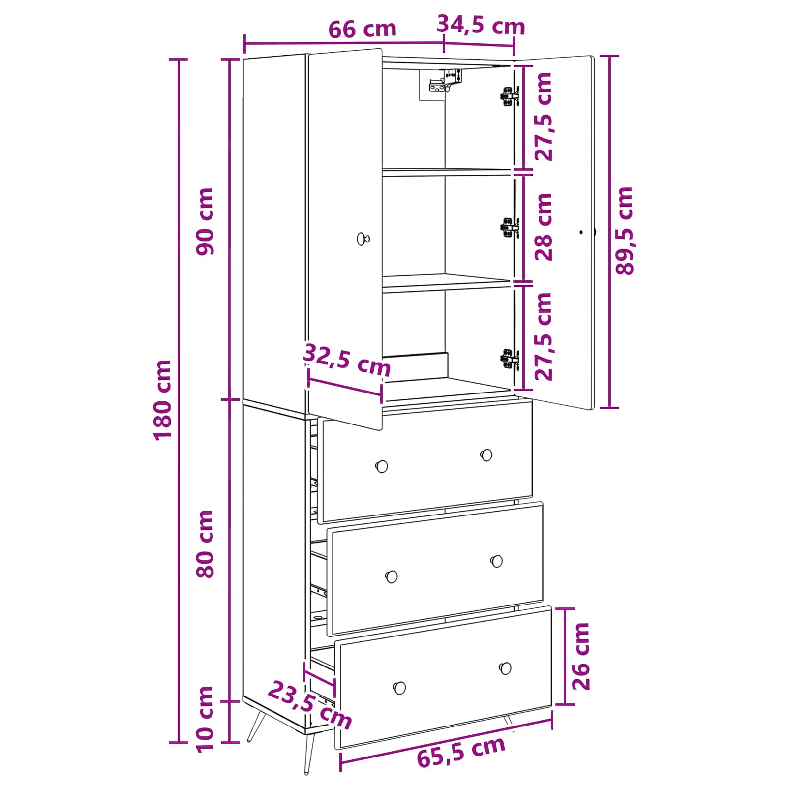 Kastenset 2 pcs Zwart 66 x 34,5 x 90 cm Bewerkt hout