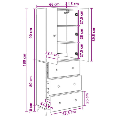 Kastenset 2 pcs Zwart 66 x 34,5 x 90 cm Bewerkt hout