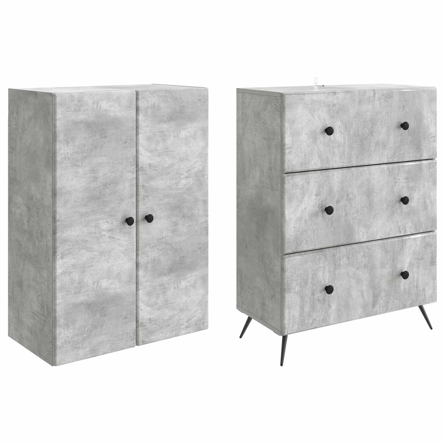 Kastenset 2 pcs Betongrijs 66 x 34,5 x 90 cm Bewerkt hout