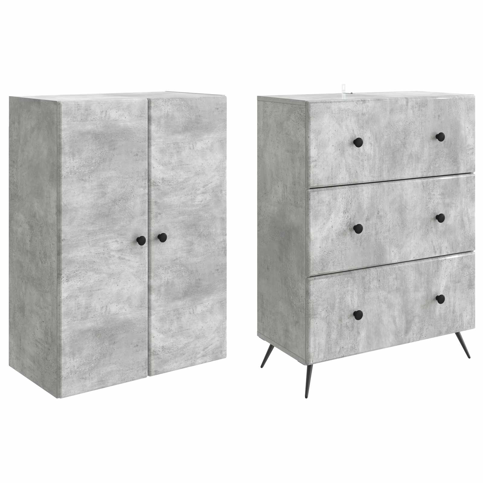 Kastenset 2 pcs Betongrijs 66 x 34,5 x 90 cm Bewerkt hout