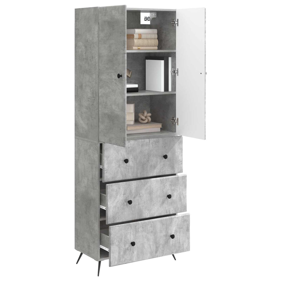 Kastenset 2 pcs Betongrijs 66 x 34,5 x 90 cm Bewerkt hout