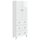 Opbergkast 66x34,5x90 cm hoogglans wit bewerkt hout