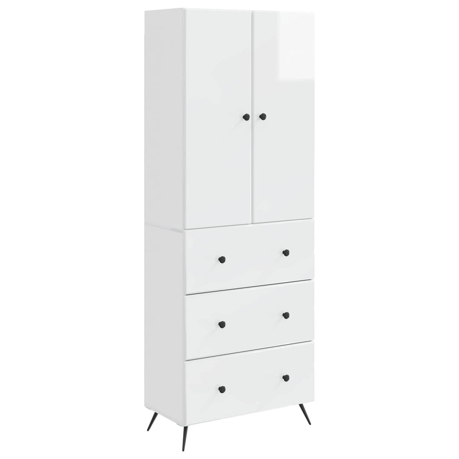 Kastenset 2 pcs Hoogglans Wit 66 x 34,5 x 90 cm Bewerkt hout