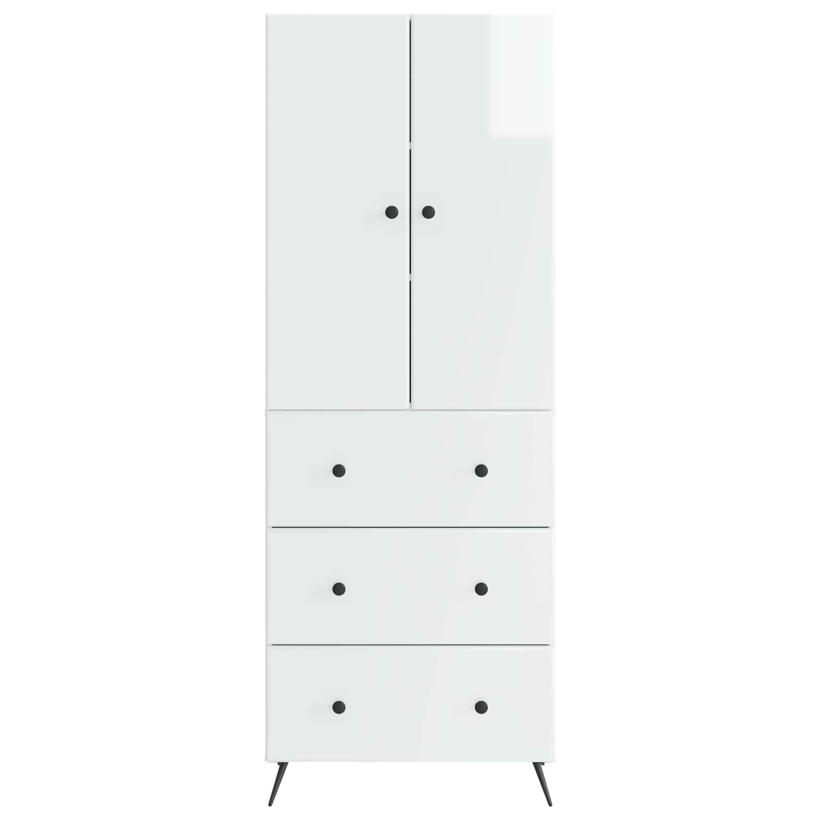Kastenset 2 pcs Hoogglans Wit 66 x 34,5 x 90 cm Bewerkt hout