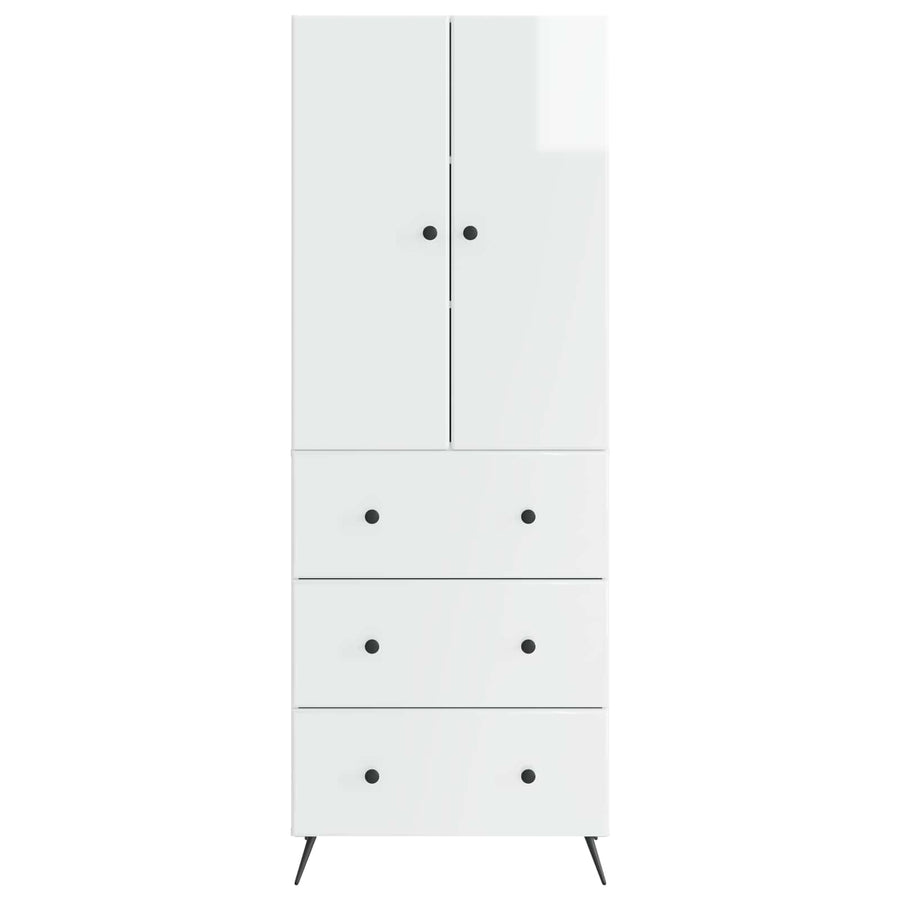 Kastenset 2 pcs Hoogglans Wit 66 x 34,5 x 90 cm Bewerkt hout